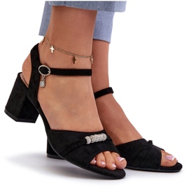 Vinceza Women's eco-part sandals on the post with black decorations 4