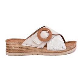 Women's wedges with a decorative inblu RV000012 clamping clamp beige 5 Women's wedges with a decorative inblu RV000012 clamping clamp beige 5