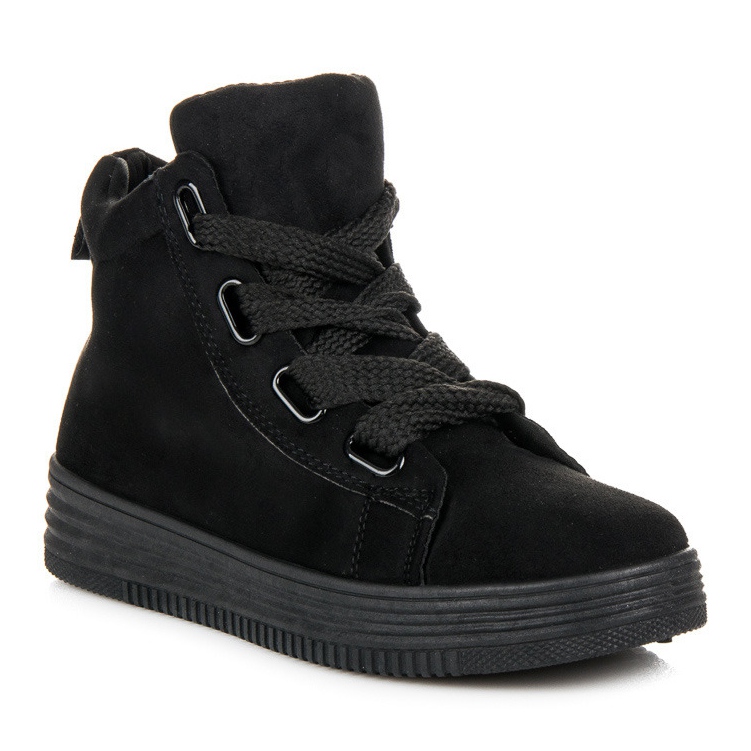 Lace-up high-top sneakers black 1
