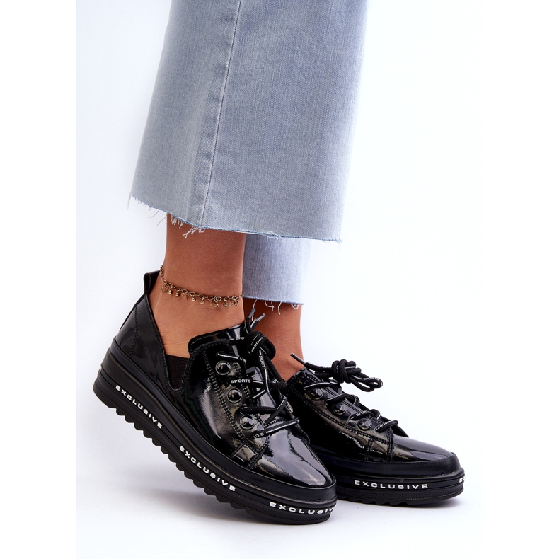 S.Barski Lace -up women's shoes on the platform of naturous leather S. Barski LR620 black 2