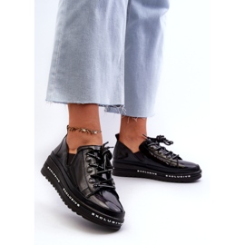 S.Barski Lace -up women's shoes on the platform of naturous leather S. Barski LR620 black 3