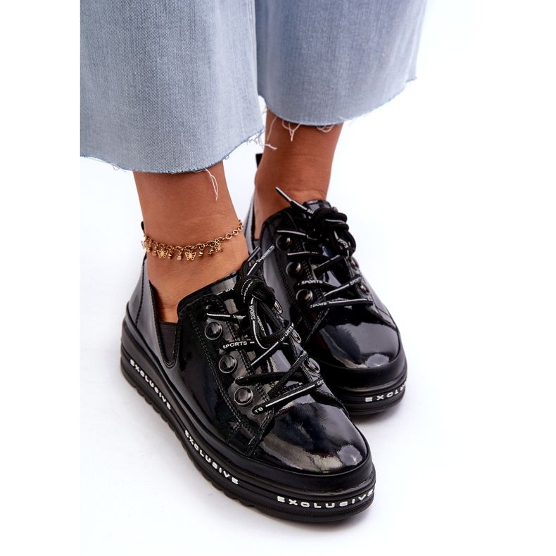 S.Barski Lace -up women's shoes on the platform of naturous leather S. Barski LR620 black 4