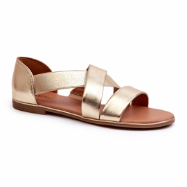 Evento Leather Sandals With Ribbed Golden Apulia 1