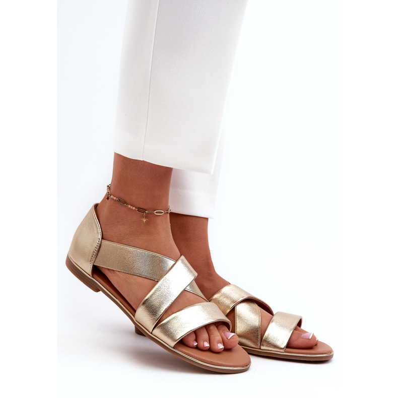 Evento Leather Sandals With Ribbed Golden Apulia 2 Evento Leather Sandals With Ribbed Golden Apulia 2