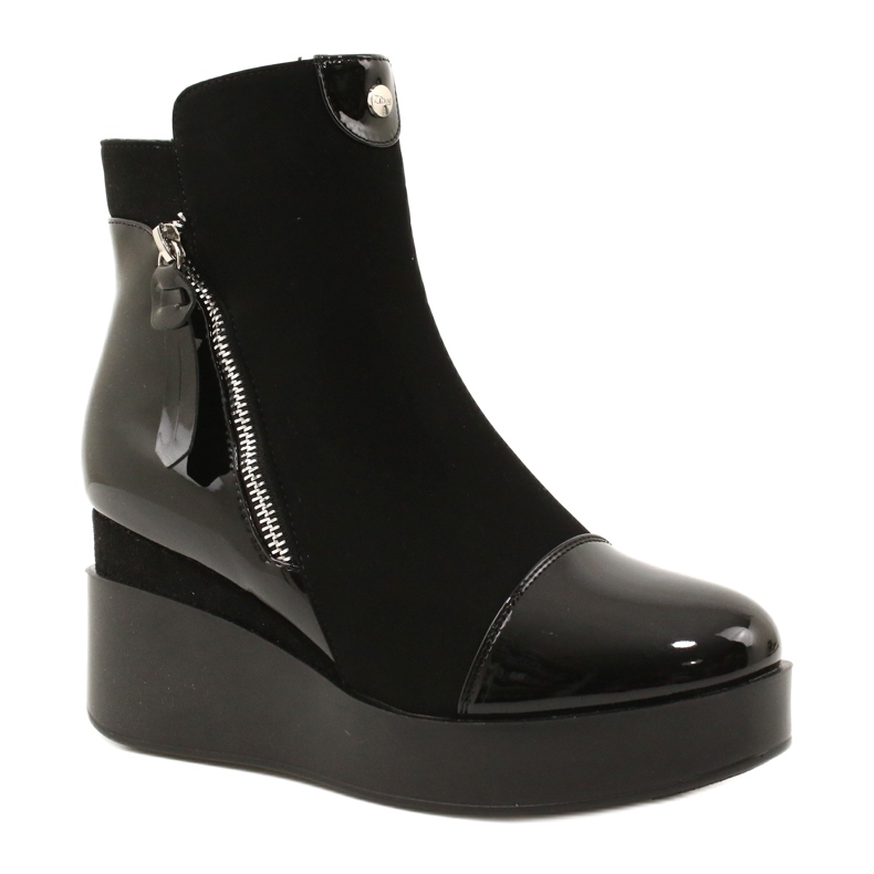 Women's suede boots on a wedge/thick platform H2180 black 2 Women's suede boots on a wedge/thick platform H2180 black 2