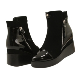 Women's suede boots on a wedge/thick platform H2180 black 5