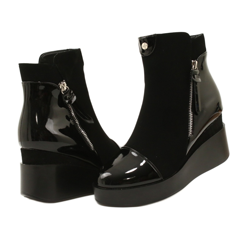Women's suede boots on a wedge/thick platform H2180 black 5 Women's suede boots on a wedge/thick platform H2180 black 5