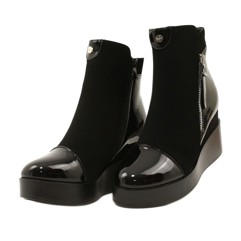 Women's suede boots on a wedge/thick platform H2180 black 4 Women's suede boots on a wedge/thick platform H2180 black 4
