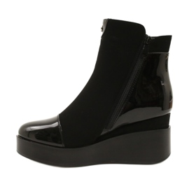 Women's suede boots on a wedge/thick platform H2180 black 3 Women's suede boots on a wedge/thick platform H2180 black 3