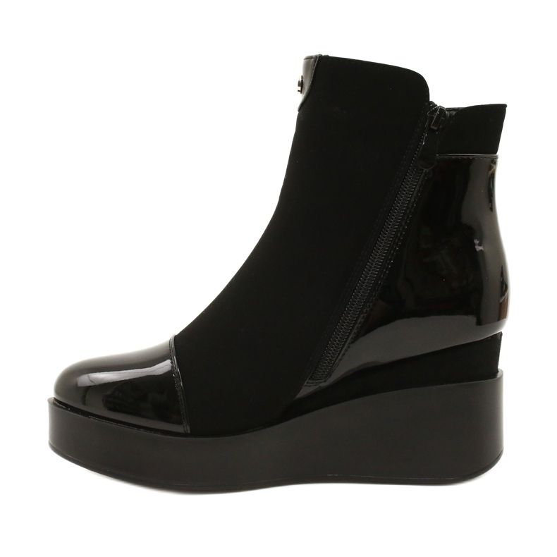 Women's suede boots on a wedge/thick platform H2180 black 3 Women's suede boots on a wedge/thick platform H2180 black 3