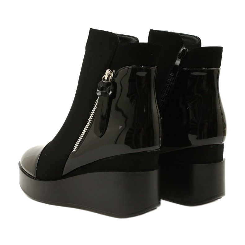 Women's suede boots on a wedge/thick platform H2180 black 6 Women's suede boots on a wedge/thick platform H2180 black 6