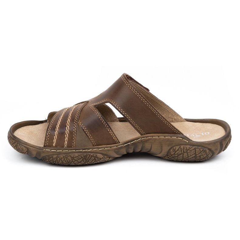 Olivier Men's Leather Slippers 680MA dark brown 2