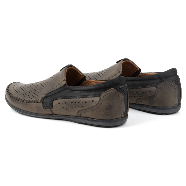 Olivier Men's openwork leather moccasins 0525 olive green 3