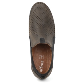 Olivier Men's openwork leather moccasins 0525 olive green 6