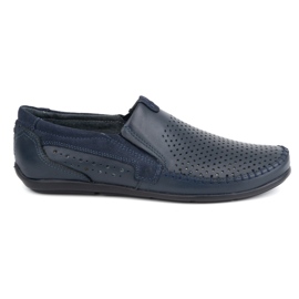 Olivier Men's openwork leather moccasins 0525 navy blue 1 Olivier Men's openwork leather moccasins 0525 navy blue 1