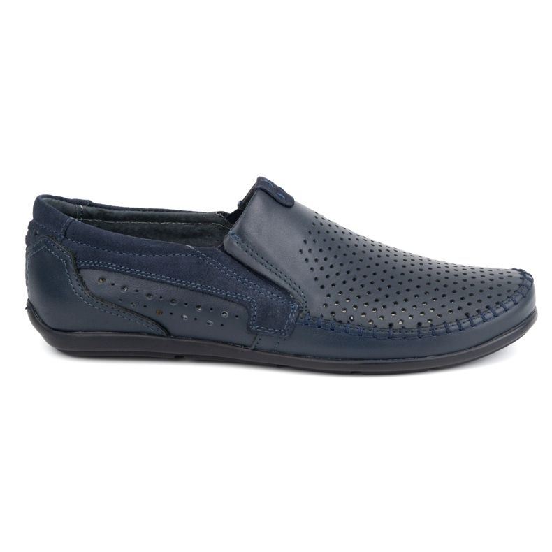 Olivier Men's openwork leather moccasins 0525 navy blue 1 Olivier Men's openwork leather moccasins 0525 navy blue 1