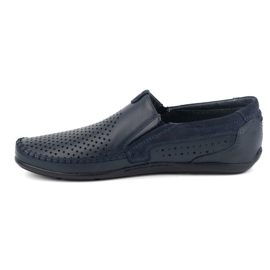 Olivier Men's openwork leather moccasins 0525 navy blue 2 Olivier Men's openwork leather moccasins 0525 navy blue 2