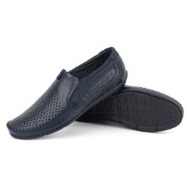 Olivier Men's openwork leather moccasins 0525 navy blue 3 Olivier Men's openwork leather moccasins 0525 navy blue 3