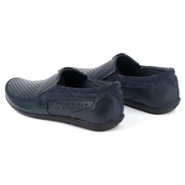 Olivier Men's openwork leather moccasins 0525 navy blue 4 Olivier Men's openwork leather moccasins 0525 navy blue 4