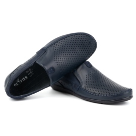 Olivier Men's openwork leather moccasins 0525 navy blue 5 Olivier Men's openwork leather moccasins 0525 navy blue 5
