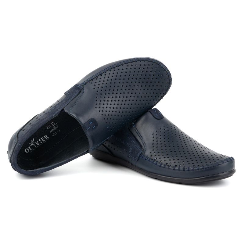 Olivier Men's openwork leather moccasins 0525 navy blue 5 Olivier Men's openwork leather moccasins 0525 navy blue 5