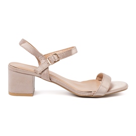 Shelvt Low -heeled satin sandals beige 1