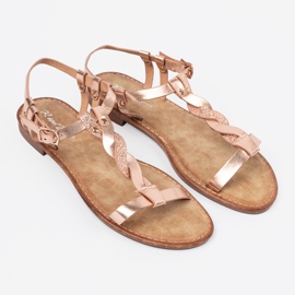 Shelvt Sandals with a shiny pink-gold belt 2