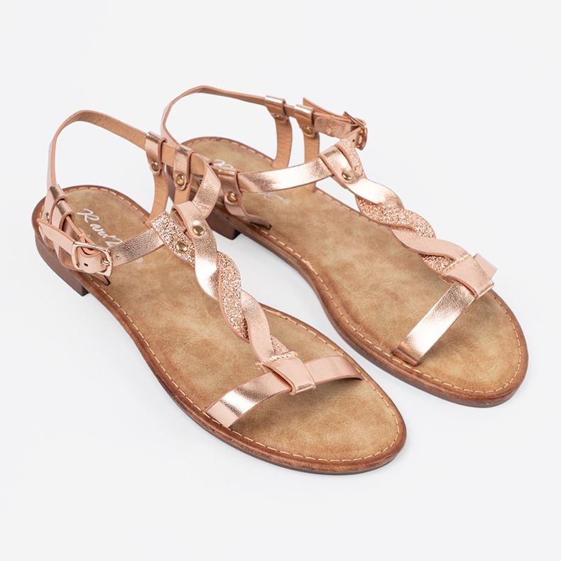 Shelvt Sandals with a shiny pink-gold belt 2 Shelvt Sandals with a shiny pink-gold belt 2