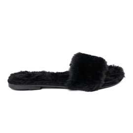 Seastar Black flip flops with soft fur 1