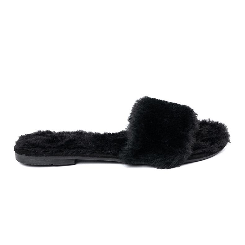 Seastar Black flip flops with soft fur 1