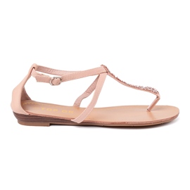 Shelvt Pink sandals in the style of Japanese with sequins 2