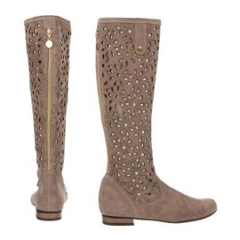 Olivier Women's dark beige openwork boots 5 Olivier Women's dark beige openwork boots 5