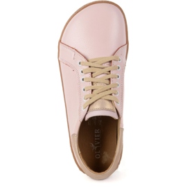 Olivier Aura: Women's pink barefoot leather sneakers Fashionable minimalist shoes, zero drop 1