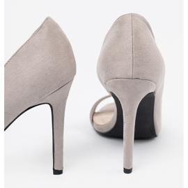 Goodin Suede sandals on a light gray high heel 1 Goodin Suede sandals on a light gray high heel 1