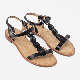 Shelvt Casual sandals with a decorative braid black 2