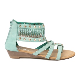 Shelvt Turquoise sandals with boho studs 2