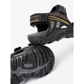 Shelvt Black trekking sandals with yellow accents 1