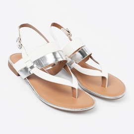 Shelvt White and silver sandals with a wide belt multicolored 2 Shelvt White and silver sandals with a wide belt multicolored 2