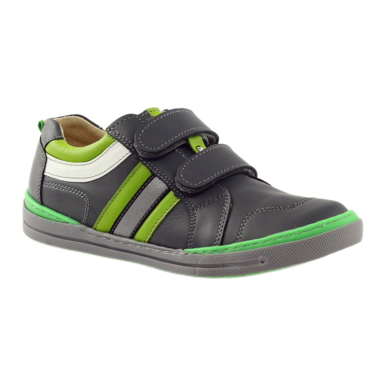 Shoes with reflective element Bartuś green grey 1