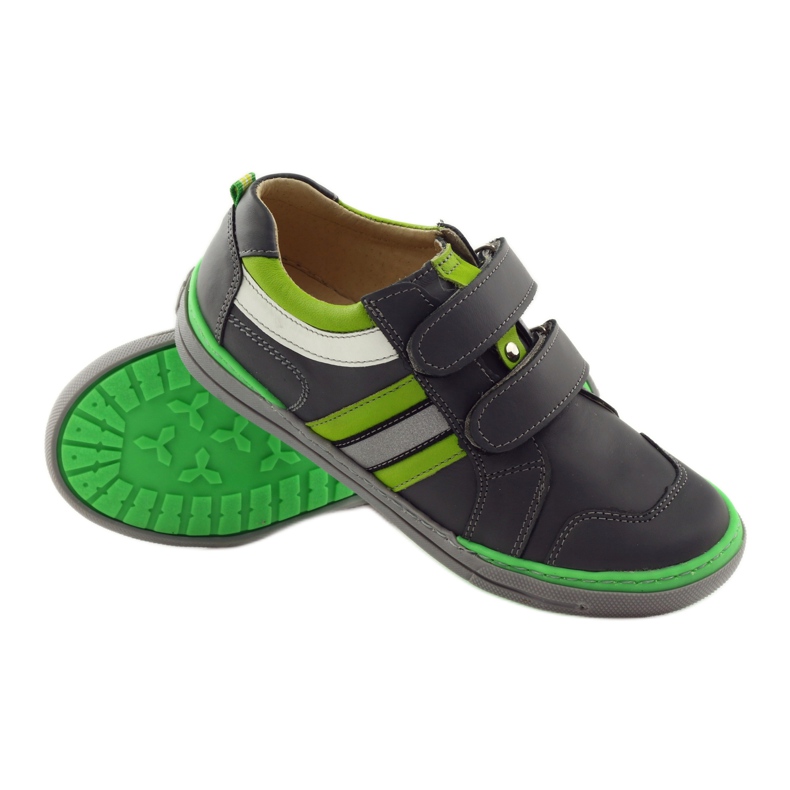 Shoes with reflective element Bartuś green grey 3