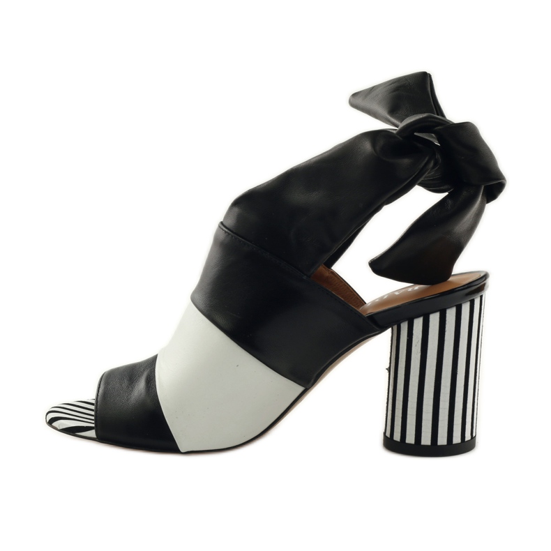 Badura 7787 women's tied sandals white black 2