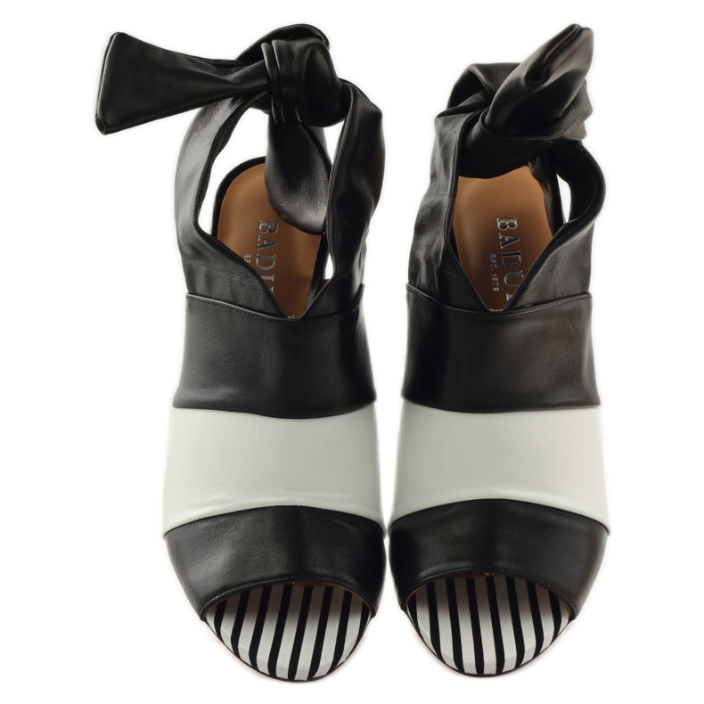 Badura 7787 women's tied sandals white black 4