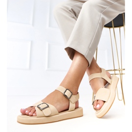 Beige sandals with a buckle on the Mirkas bar 2