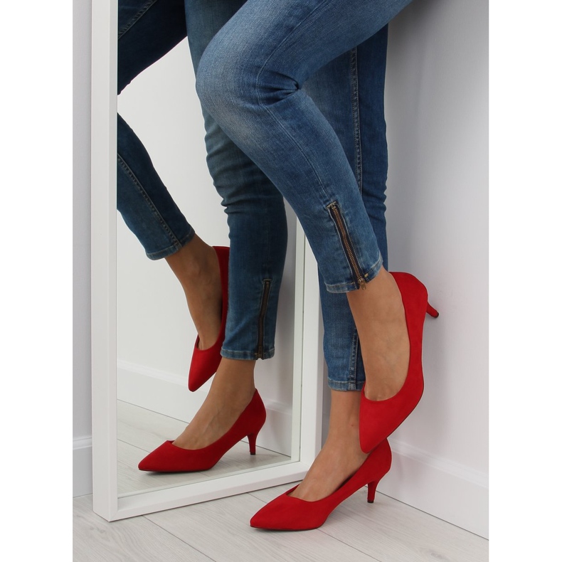 Pumps low heels red red 2