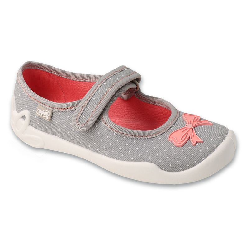 Befado baby slippers gray 114x554 with a bow grey 1