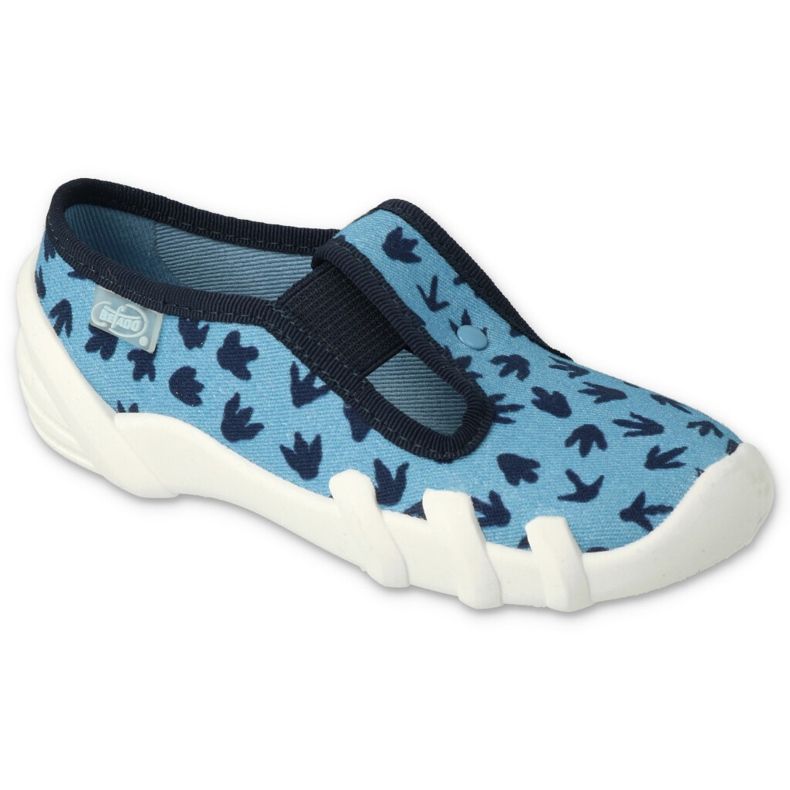 Befado children's slippers 290x268 blue with navy blue motifs 1