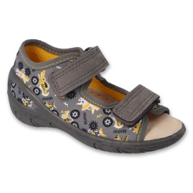 Befado children's slippers PU 063P012 Leather insert grey 1