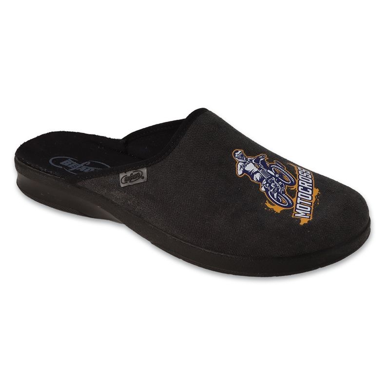 Befado men's slippers with print MOTOCROSS 548M041 gray grey 1