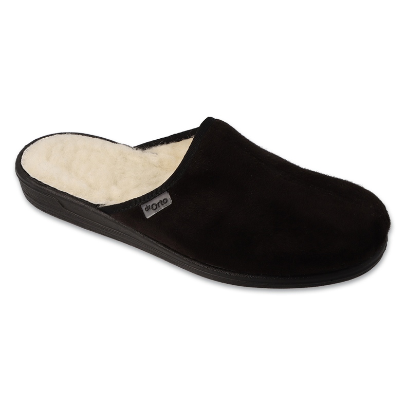 Dr.ORTO Befado men's slippers pu 000M327 insulated with sheep wool black 1