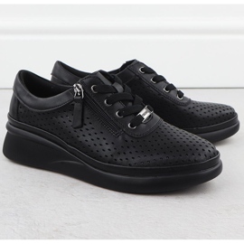 Women's leather shoes perforated on wedges black vinceza 79565 2 Women's leather shoes perforated on wedges black vinceza 79565 2